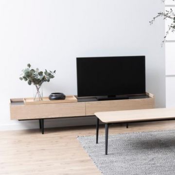 TV-Möbel Cecile 200cm, 2 Türen - beige/schwarz