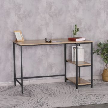 Schreibtisch Riko 120cm mit 2 Ablagen - schwarz/braun
