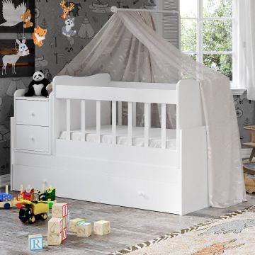 Babybett | Weiße Farbe | 100% MDF
