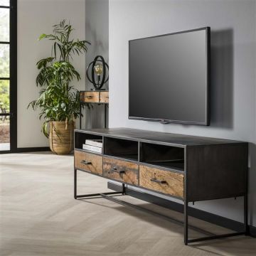 Fernsehschrank Tujamo 150cm, 3 Schubladen - massives Hartholz