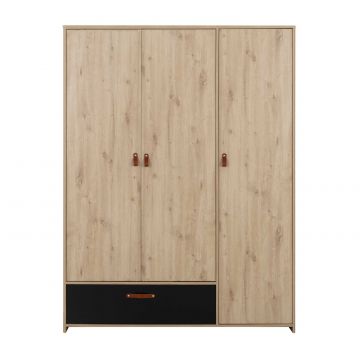 Kleiderschrank Liam 152cm mit 3 Türen und 1 Schublade - Eiche artisan
