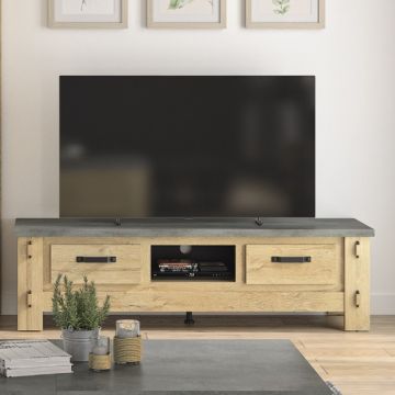 TV-Möbel Louane 172cm, 2 Schubladen - Eiche/Beton