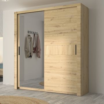 Kleiderschrank Attitude 191cm mit 2 Türen und Spiegel - Eiche