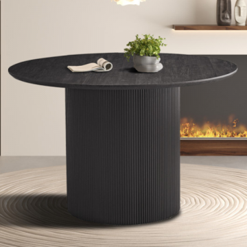 Lagos Runder Tisch: 120x120 cm Dunkelbraun, MDF-Struktur