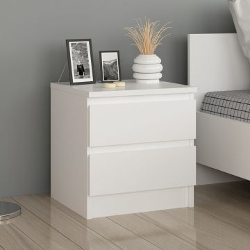 Stilvoller weißer Nachttisch | Woody Fashion | 18mm Melamin beschichtet