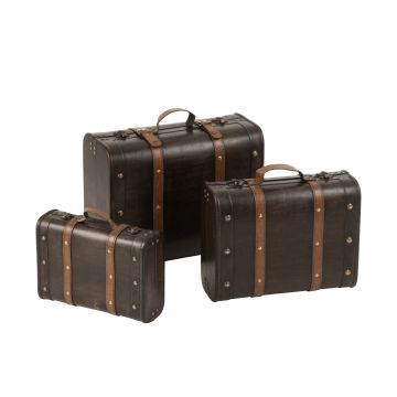 Set von 3 koffer dekorativ holz braun