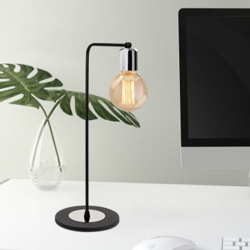 Moderne dekorative Tischlampe | 17cm Durchmesser | 52cm Höhe | Schwarz Silber