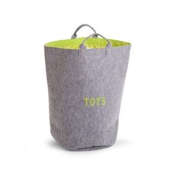 Runde Spielzeugtasche aus Filz - grau/hellgrün