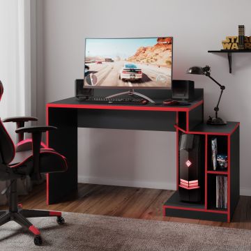 Gaming-Schreibtisch Joseph 136cm schwarz/rot 