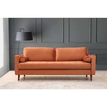 3-Sitzer Sofa | Komfort und einzigartiges Design | Orange | Buchenholzrahmen