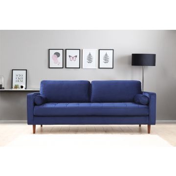 Komfortables und stilvolles 3-Sitz-Sofa | Marineblau | 215cm Länge | Buchenholzrahmen
