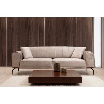 3-Sitzer Sofa-Bett | Komfort und Stil | Buchenholzrahmen | Farbe Creme