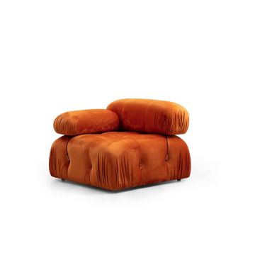 Deluxe Atelier Einsitzer-Sofa | Buchenholzrahmen | Orangefarbener Polyester-Stoff