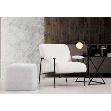 Artie Wing Chair | Gestell aus Buchenholz | Polyestergewebe | 75x80x85 cm | Schaumstoff und Federn grau | Verstellbare Rückenlehne