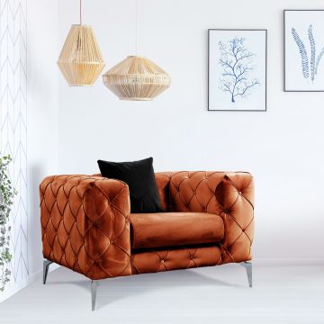 Atelier Del Sofa Ohrensessel | Buchenholzrahmen | 100% Polyester Stoff | Farbe Orange | 108cm x 70cm x 90cm