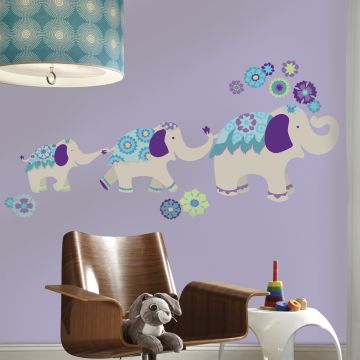 Wandsticker RoomMates - Elefanten (blau/lila)