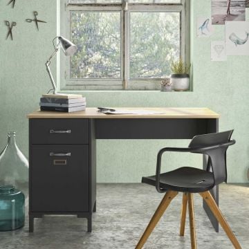 Schreibtisch Manno 120cm Industrie - schwarz