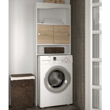Waschmaschine/Toilettenschrank Splash - weiß/Eiche