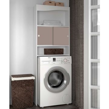 Schrank für Waschmaschine, Trockner oder WC Willa - weiß/taupe