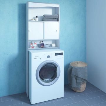 Schrank für Waschmaschine, Trockner oder WC Willa Surf - weiß/taupe