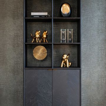 Bücherregal Bony 100cm 2 Türen - schwarz/gebürstetes Gold 