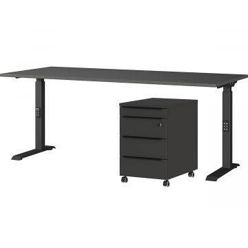 Schreibtischset Hermoso | Schreibtisch und Kommode | Schwarz