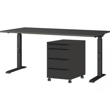 Schreibtischset Hermoso | Schreibtisch und Kommode | Schwarz