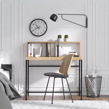 Kreative Home Office Schreibtisch mit Regalen | Eiche Schwarz