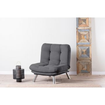 Atelier Del Sofa 1-Sitz Sofa | Graues Metallgestell und weicher Stoff