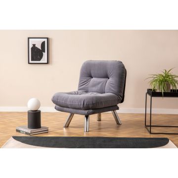 Atelier Del Sofa 1-Sitz Sofa-Bett | Metallrahmen | Weicher Webstoff | Grau