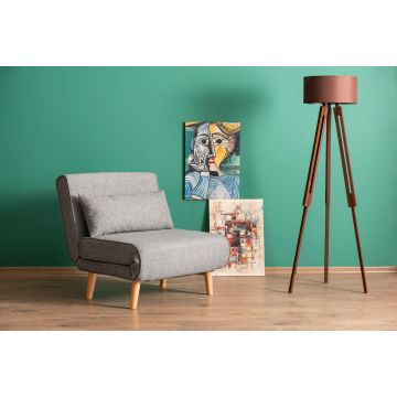 Atelier Del Sofa 1-Sitz Sofa-Bett | Metallrahmen | Polyester Stoff | Hellgrau