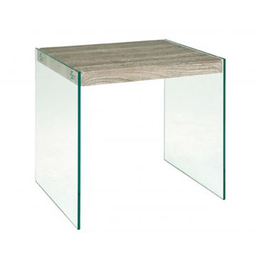 Beistelltisch Neiko 46x35cm - Trüffeleiche Dekor/Glas
