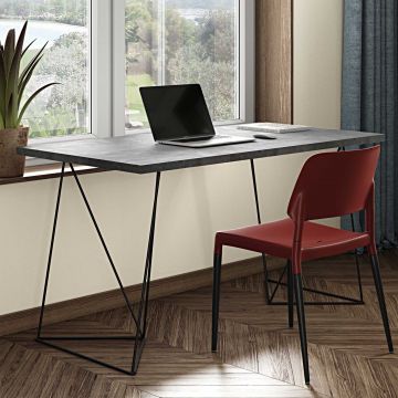Schreibtisch Flo - Beton/schwarze Beine
