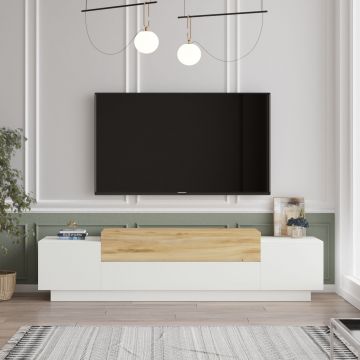 Moderner TV-Ständer | Melaminbeschichtet | 160 cm Breite | Filz Weiß
