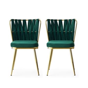 Stilvolles und bequemes Stuhlset - Farbe Goldgrün