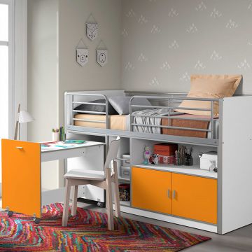 Halbhochbett mit Schreibtisch Bonny 91 - orange