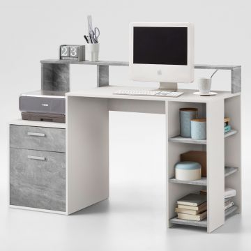 Schreibtisch Elton 139cm - Beton/Weiß