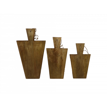 Tapas-Bretter 3er-Set trapezförmig Mangoholz - natur