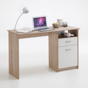 Schreibtisch Jady 123cm - Eiche/Weiß