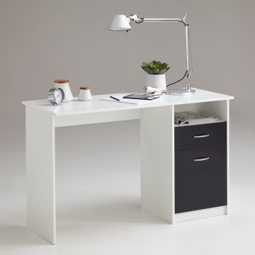 Schreibtisch Jady 123cm - weiß/schwarz