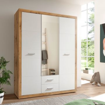 Storck 151cm 3 Türen und 2 Schubladen mit Spiegel - Artisan Eiche/Weiß 