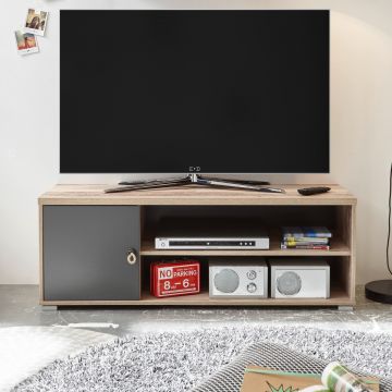 Tv-Möbel Moleskin 120cm mit 1 Tür - anthrazit/alter Stil 