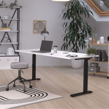 Schreibtisch Hermoso | 180 x 80 x 91 cm | Weiß-schwarzes Design