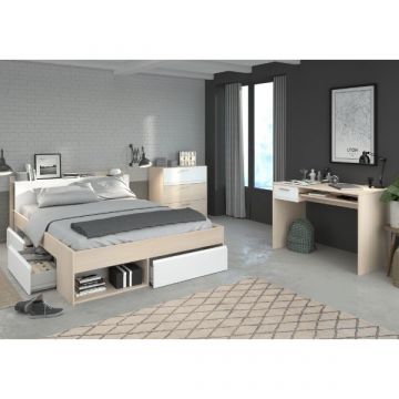 Schlafzimmer-Set Most | Doppelbett mit Stauraum, Schreibtisch, Kommode