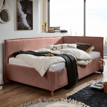 Einzelbett Ollie | Mit Rückenlehne | 120 x 200 cm | Rosa Design