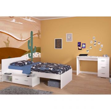 Kinderzimmer-Set Galaxy | Einzelbett, Schreibtisch | Weiß