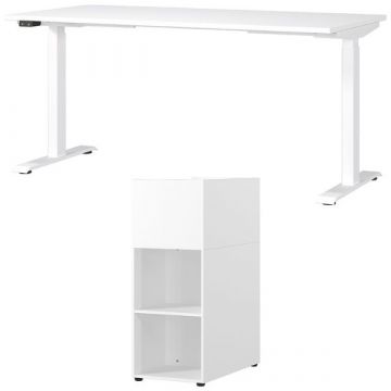 Büro-Set Hermoso | Schreibtisch und Raumteiler | Weiß