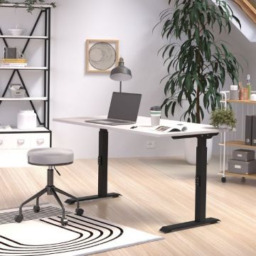Schreibtisch Hermoso | 120 x 80 x 91 cm | Grau-schwarzes Design