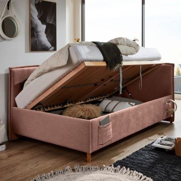 Kofferbett Ollie | Mit Rückenlehne | 120 x 200 cm | Rosa Design