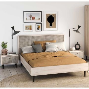 Schlafzimmerset Sayuri | Doppelbett, Nachttisch | Kronberg Oak Design